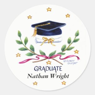 Stickers Graduation Victory Emblem Round