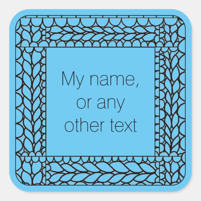 Stickers grand Carré KNIT PURL BLUE + Texte (Devant)