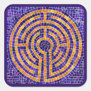 Stickers grand Carré LABYRINTH MOSAIC - Violet