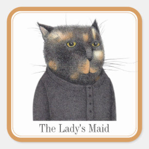 Stickers grand Carré pour la fille CAT MAID + Text