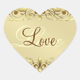 Stickers Grand Duchess Gold Scroll Love Heart