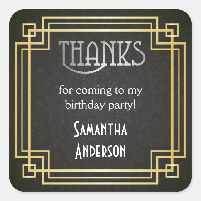 Stickers Great Gatsby, Balises De Faveur Art Déco (Devant)