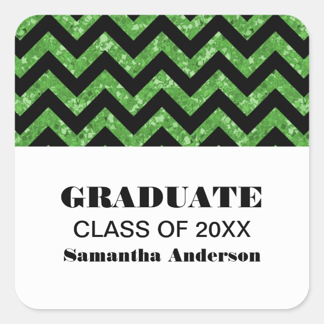 Stickers Green Chevron Parties scintillant Graduat (Devant)