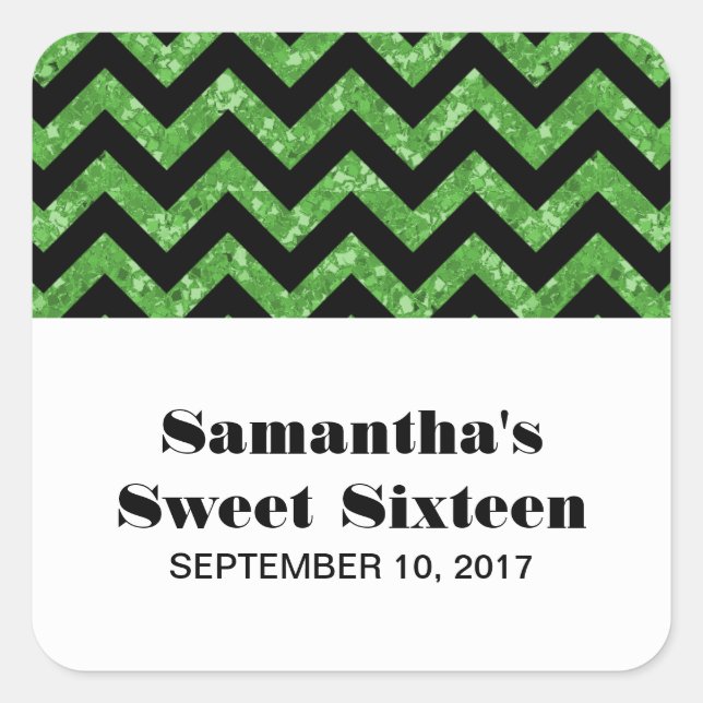 Stickers Green Chevron Parties scintillant Sweet 1 (Devant)