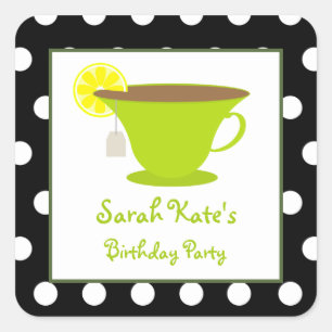 Stickers Green Teacup Polka Dot Anniversaire