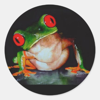 Stickers Grenouille aux yeux rouges - Aquarelle or