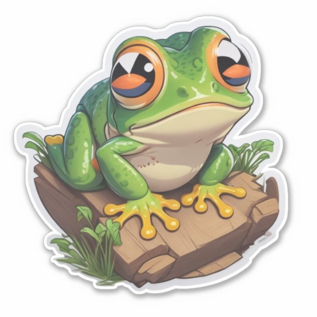 Stickers Grenouille écologique amusant avec un but (Devant)