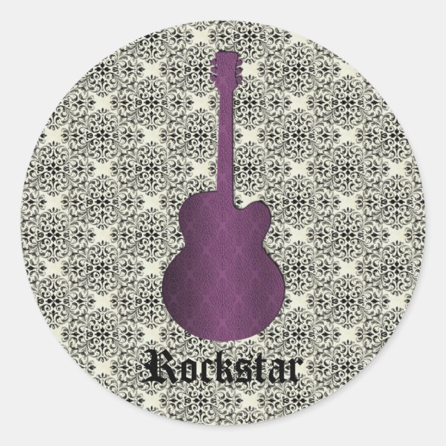 Stickers Guitare Rockstar Damask, violet (Devant)