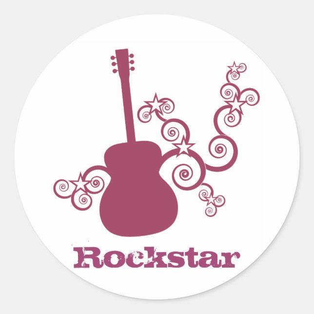 Stickers Guitare Rockstar, Fuchsia (Devant)