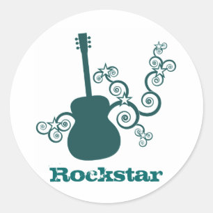 Stickers Guitare Rockstar, Turquoise foncé