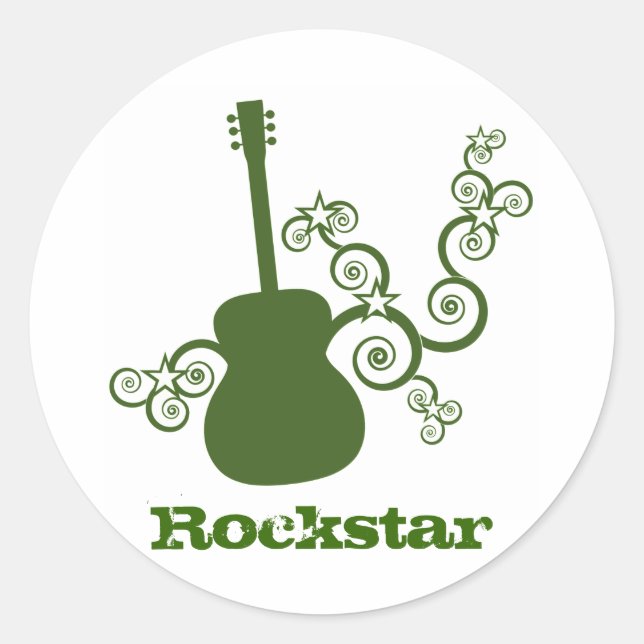 Stickers Guitare Rockstar, Vert (Devant)
