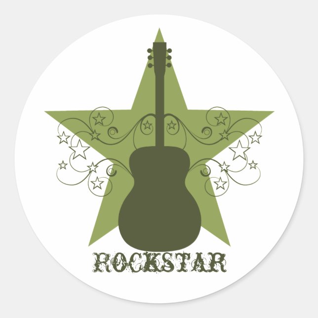 Stickers Guitare Star Fancy, Vert (Devant)