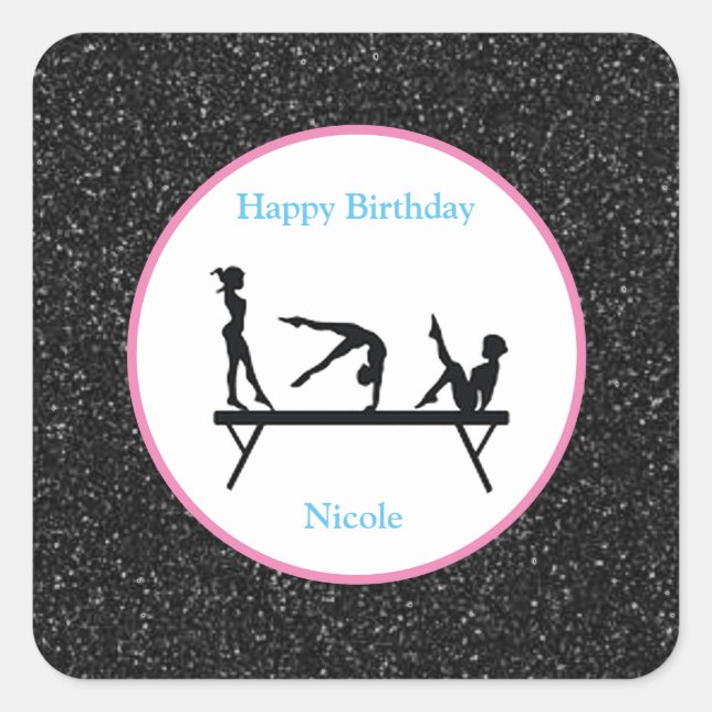 Stickers Gymnastique "Joyeux Anniversaire" Black S (Devant)