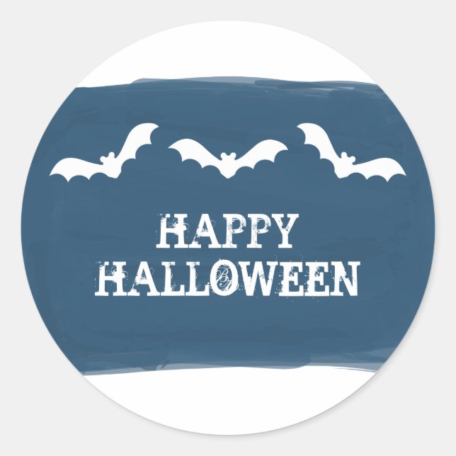 Stickers Halloween Bats bleu blanc aquarelle (Devant)