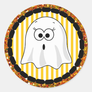 Stickers Halloween blanc et orange fantôme