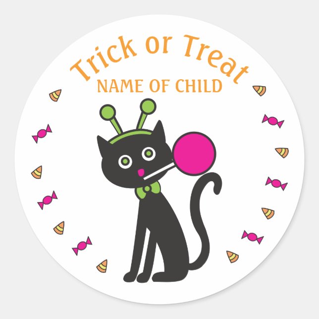 Stickers Halloween Chat Noir Cute (Devant)