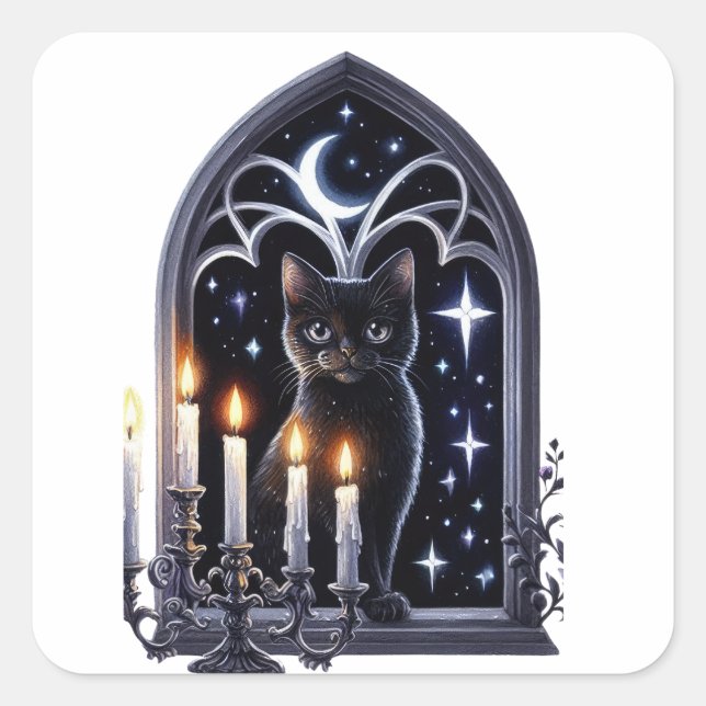 Stickers Halloween Chat Sorcières Noires (Devant)