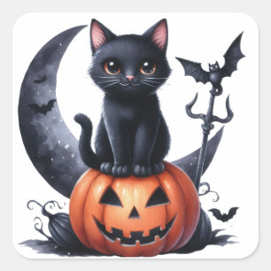 Stickers Halloween Chat Sorcières Noires