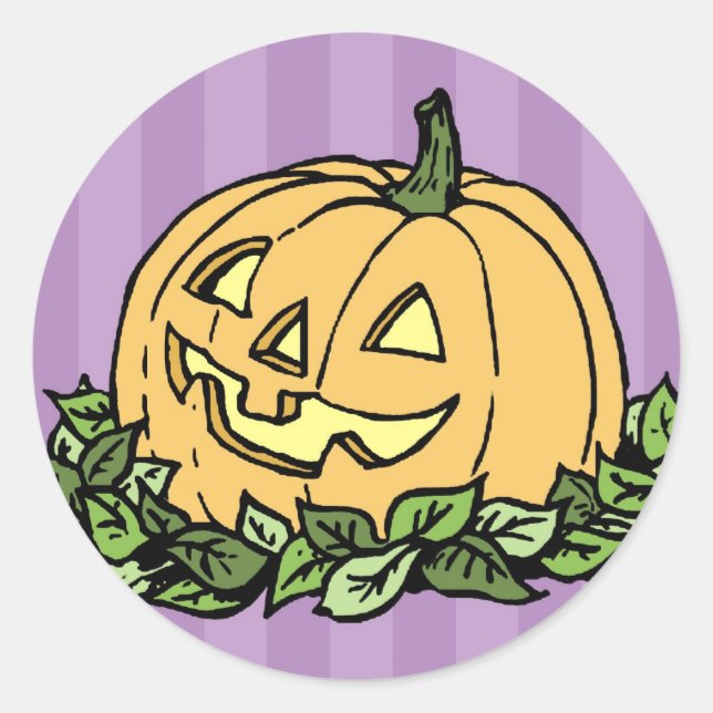 Stickers Halloween Citrouille violet et orange (Devant)