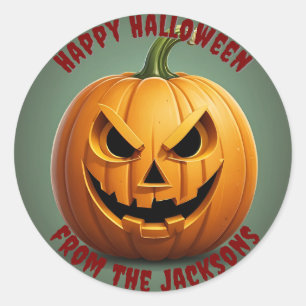 Stickers Halloween Classic Round heureux citrouill