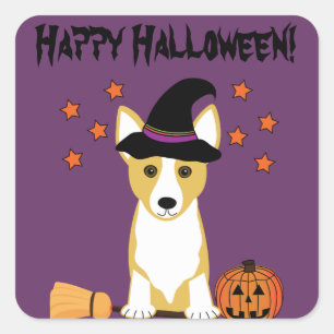 Stickers Halloween Corgi Witch