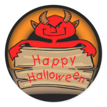 Stickers Halloween Devil Round