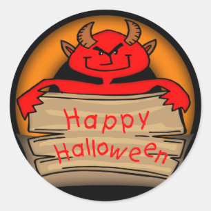Stickers Halloween Devil Round