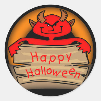 Stickers Halloween Devil Round