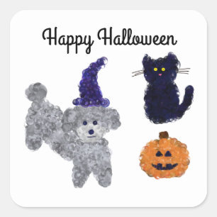 Stickers Halloween Gris Poodle #2-2