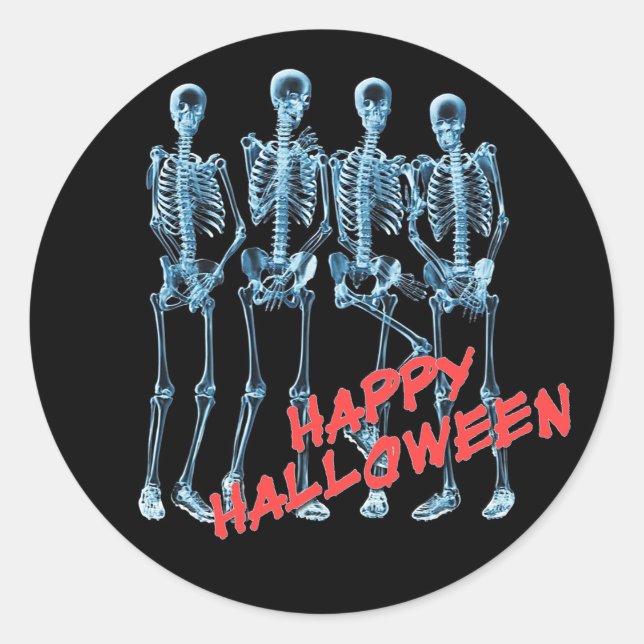 Stickers Halloween Neon Skeletons heureux (Devant)