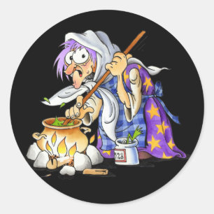 Stickers Halloween Noir Avec Sorcière Violette