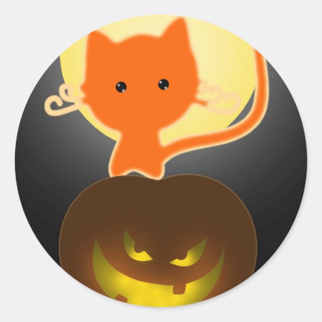 Stickers Halloween Orange Kitty (Devant)