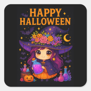 Stickers Halloween sorcière mignonne