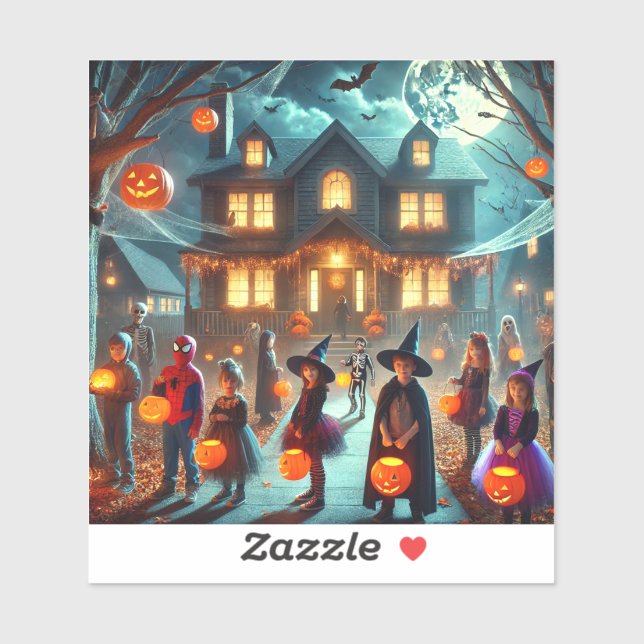 Stickers Halloween tour ou traiter (Feuille)