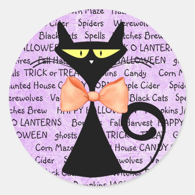 Stickers Halloween violet chats noirs (Devant)