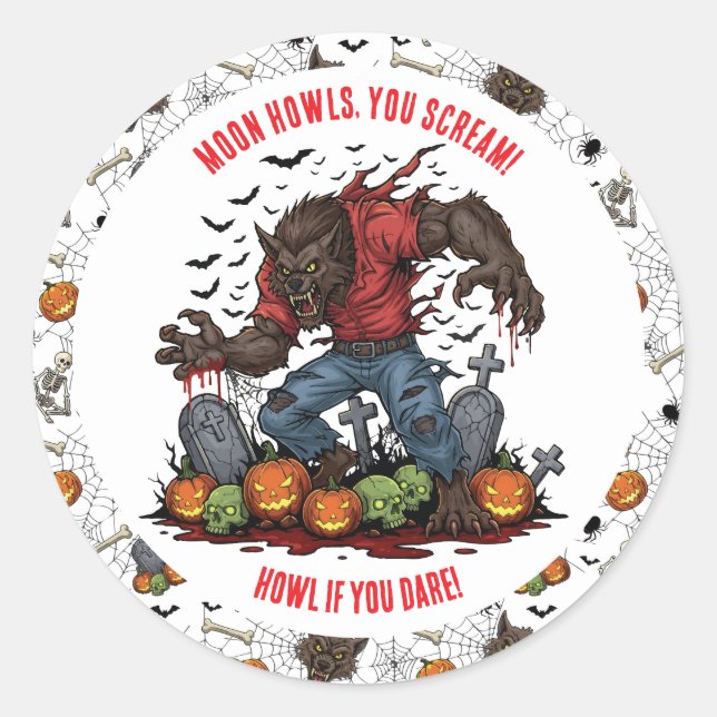 🐺 Stickers Halloween Werewolf & Étiquettes 🎃 💀 (Devant)