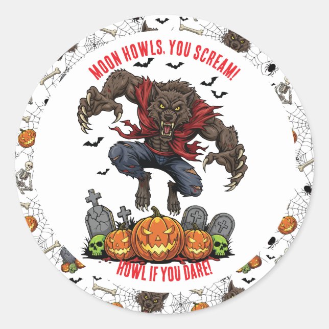 🐺 Stickers Halloween Werewolf & Étiquettes 🎃 💀 (Devant)