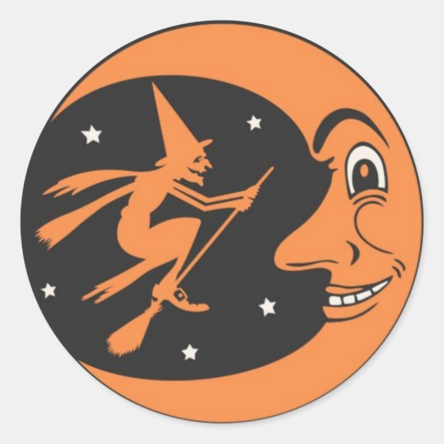 Stickers Halloween Witch et Lune Round (Devant)