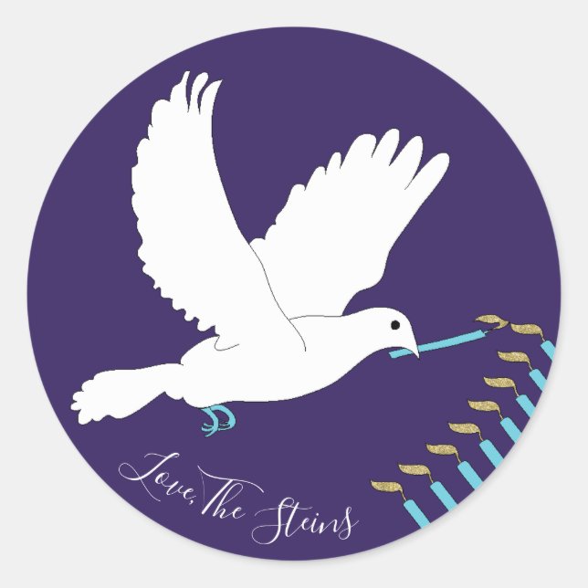 Stickers Hanoukka (1 1/2"/3") "Dove Menorah/Gold" (Devant)