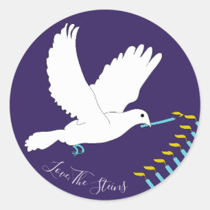 Stickers Hanoukka (1 1/2"/3") "Menorah de colombe/