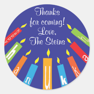 Stickers Hanoukka (1 1/2" ou 3") Bougies colorées