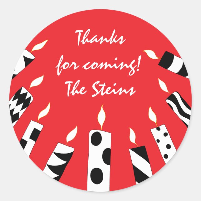 Stickers Hanoukka (1 1/2" ou 3") Bougies rouges/ba (Devant)