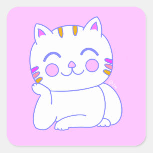 Stickers Happy Cat Square