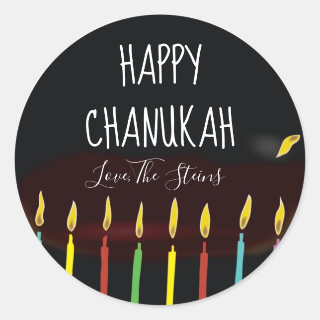 Stickers "Happy Chanukah" Menorah bougies (Devant)
