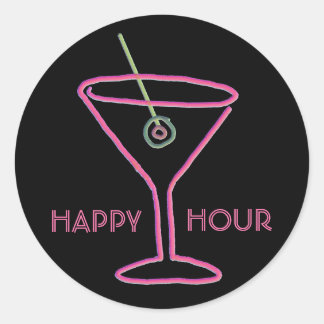 Stickers Happy Hour Retro Neon Martini