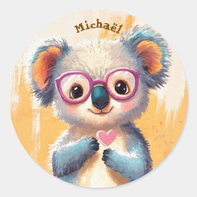 Stickers Happy Koala Valentine's Day Kids School (Devant)