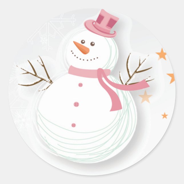 Stickers Happy Snowman - Rose (Devant)
