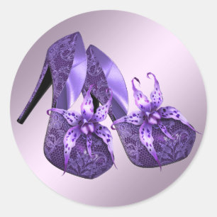 Stickers haute chaussure orchidée violet élégant