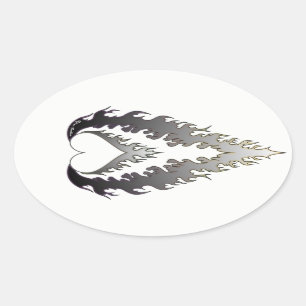 Stickers Heart Fire : Argent