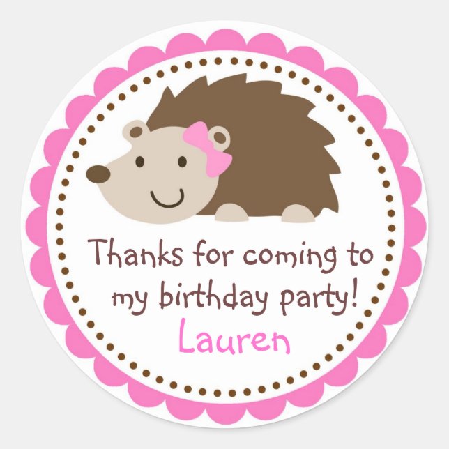 Stickers Hérisson rose (Devant)